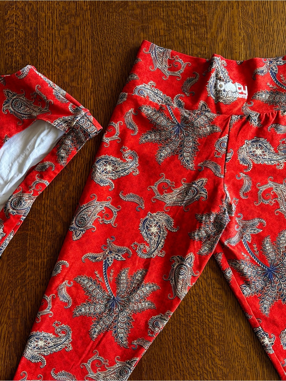 Booty Red Paisley Print Leggings and Top Workout Wear